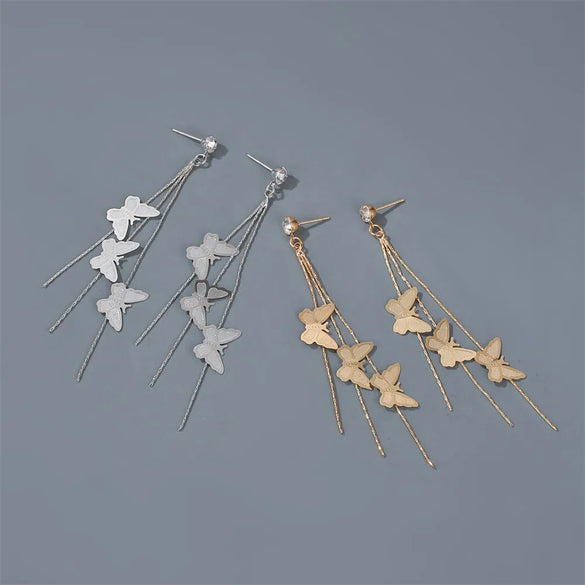 New Earrings Temperament Long Three Tassel Earrings Personality Simple Wild Butterfly Earrings Wholesale Nihaojewelry