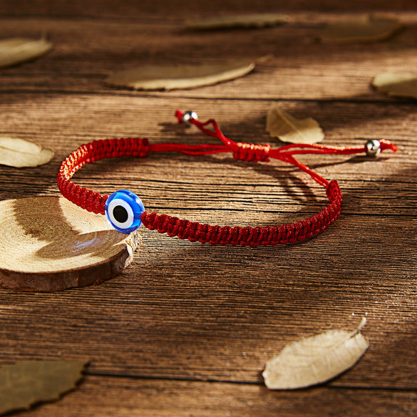 New Evil Eye Blue Eye Bracelet With Red Rope For Unisex Featuring Simple And Geometric Style Creative Palm And Two Round Beads Design