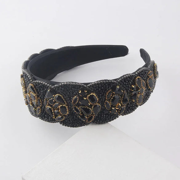 New Fashion European And American Style Baroque Diamond-Encrusted Rice Beads Personalized Headband Ladies Prom Street Shot Gorgeous Hair Accessories Women