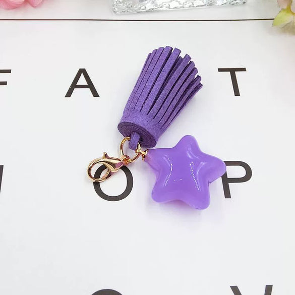 New Fashion Candy Color Acrylic Fivepointed Star Tassel Mobile Phone Shell Jewelry Accessories Semimanual