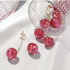 New Fashion  Cute Girl Cherries Gentle Pink Dried Flowers Cherry Earrings Wholesale Gooddiy