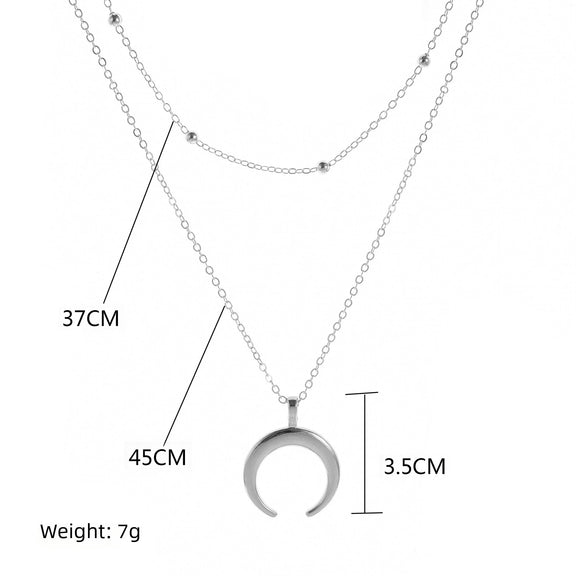 New Fashion Jewelry Bohemian Double Horn Necklace Gold Plated Layered Women's Collarbone Necklace