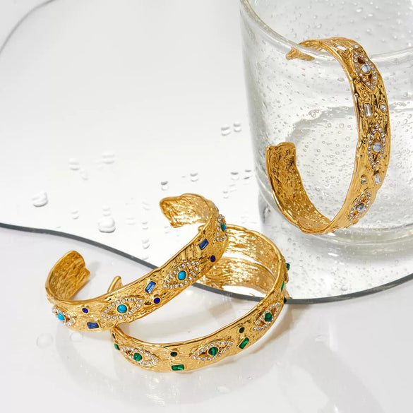 New Fashion Open Stainless Steel Bracelet With Geometric Design And Electroplating Treatment Simple Personality All Match Trendy Niche Design