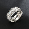 New Full Diamond Ring Fashion Copper Ring Gem Popular Circle Of Long Square Super Flash Zircon Jewelry