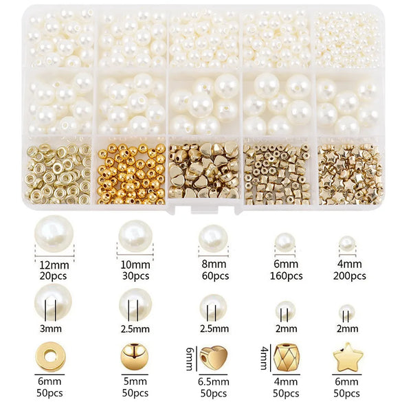 New Imitation Pearl Suit Combination Metal Love CCB Spacer Beads Diy Bracelet Beads