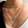 New Jewelry Fashion Multilayer Necklace With Horn Moon Star Map Pendant Alloy Material Snake Bone Chain Plant Flowers Style Ushape Pattern For All Genders