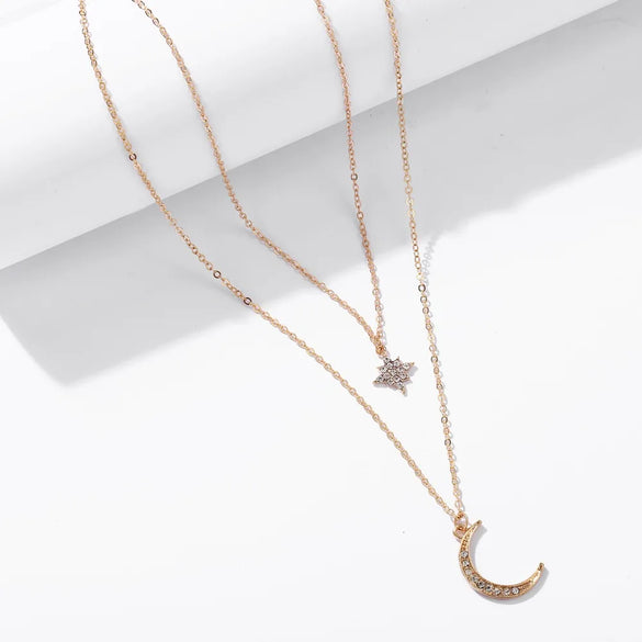 New Mosaic Rhinestone Pendant Necklace Creative Multi-Layer Alloy Necklace Wholesale Gooddiy