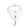 New Necklace Vintage Rice Beads Leaf Feather Beaded Tree Hair Combination Multilayer Necklace