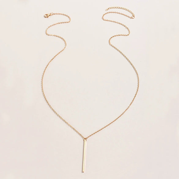 New Popular Simple Metal Chain Vertical Stick Necklace Geometric Long Sweater Chain For Women