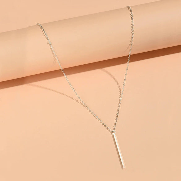 New Popular Simple Metal Chain Vertical Stick Necklace Geometric Long Sweater Chain For Women