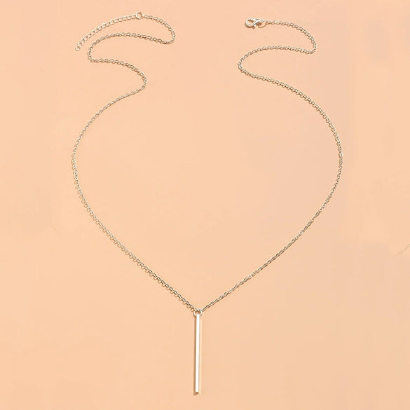 New Popular Simple Metal Chain Vertical Stick Necklace Geometric Long Sweater Chain For Women