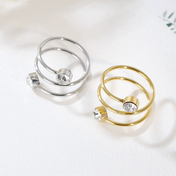 New Simple Elegant Titanium Steel Ring With Multi Layer Creative Design For Women In Sports Style