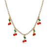 New Single Row Micro-Embellished Diamond Rhinestone Cherry Tennis Chain Cherry Pendant For Women