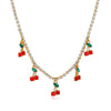 New Single Row Micro-Embellished Diamond Rhinestone Cherry Tennis Chain Cherry Pendant For Women