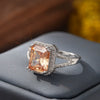 New Square Champagne Color Zircon Retro Geometry Electroplating All Match Light Luxury Style Unisex Ring Jewelry Hand Jewelry