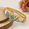 New Style Cloisonné Bracelet In Alloy With Large Circle Cut Out Inlaid With High Grade Diamond And Electroplated