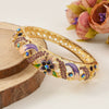 New Style Cloisonné Bracelet In Alloy With Large Circle Cut Out Inlaid With High Grade Diamond And Electroplated