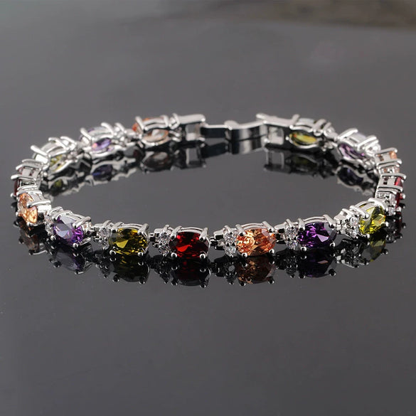 New Style Jewelry Bracelet Blue Crystal White Zirconium Color Zirconium Mixed Color Manufacturers Wholesale Girls Accessories Fashion Jewelry