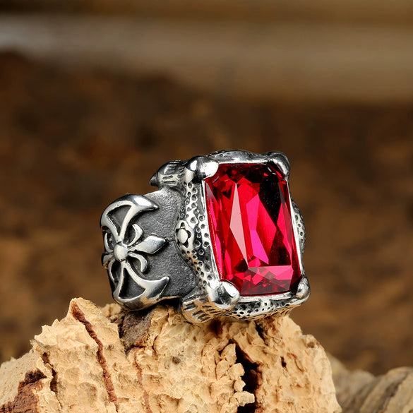 New Style Men's Titanium Steel Bracelet And Axe Finger Ring With Geometric Pattern And Polishing Treatment