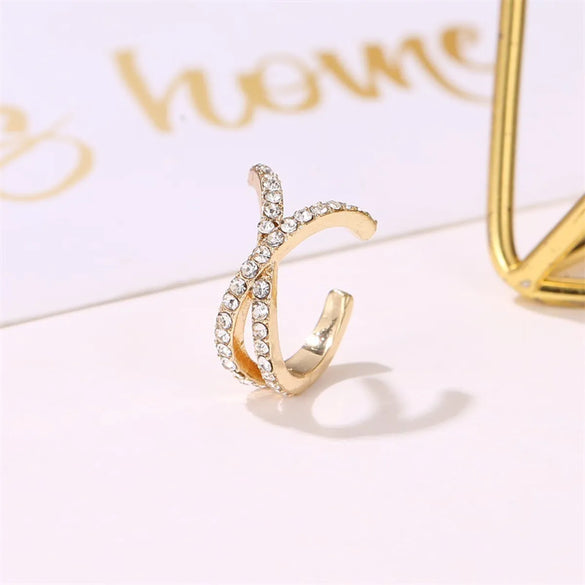 New Style Single Earless Ear Clip Ear Jewelry Personality Cross U-Shaped Ear Clip Retro Style Diamond Earrings Wholesale Gooddiy