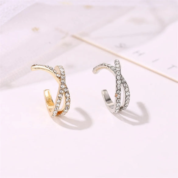 New Style Single Earless Ear Clip Ear Jewelry Personality Cross U-Shaped Ear Clip Retro Style Diamond Earrings Wholesale Gooddiy