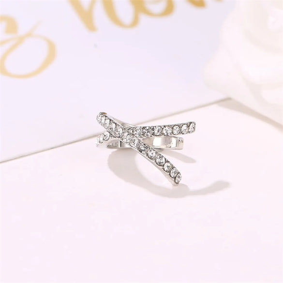 New Style Single Earless Ear Clip Ear Jewelry Personality Cross U-Shaped Ear Clip Retro Style Diamond Earrings Wholesale Gooddiy