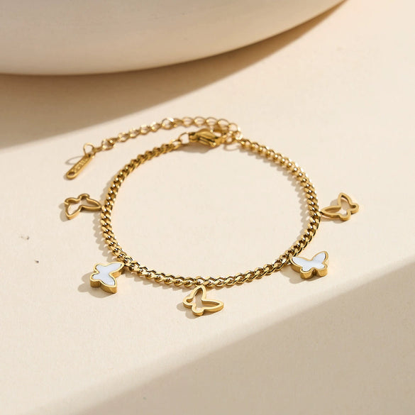 New Style Stainless Steel Women's Anklet With Geometric Pattern And Hollow Butterfly Shell Design
