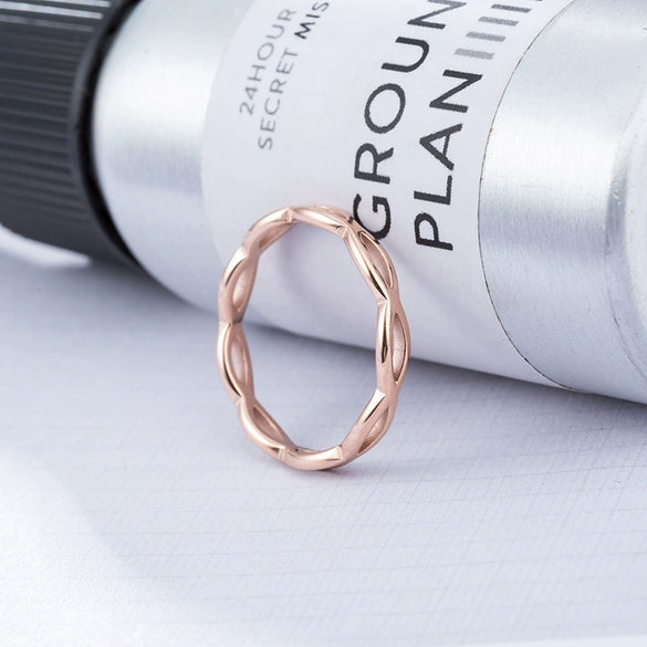 New Style Titanium Steel Rose Gold Ring Hollow Wave Fashion Simple Couple Ring  Sales