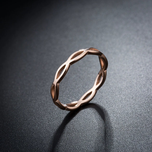 New Style Titanium Steel Rose Gold Ring Hollow Wave Fashion Simple Couple Ring  Sales