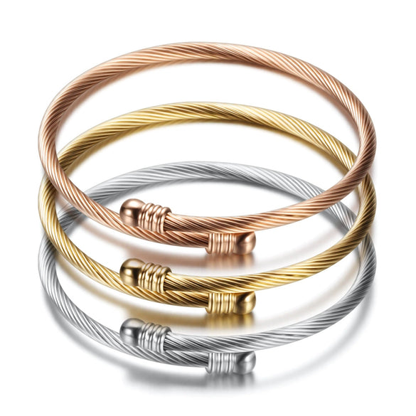 New Titanium Steel Bracelet Simple Threecolor 18K Gold Stainless Steel Bracelet  Wholesale