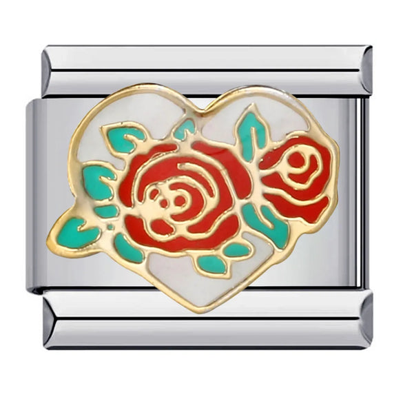 1 Piece 9*10mm 304 Stainless Steel Letter Heart Shape Italian Charms