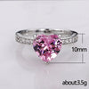 New Wedding Rings Inlaid With Aaa Heart-shaped Pink Diamond Zircon Copper Ring