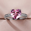 New Wedding Rings Inlaid With Aaa Heart-shaped Pink Diamond Zircon Copper Ring