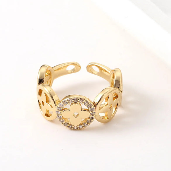 New Women'S Copper Plated Real Gold Geometric Open Tail Ring