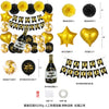 New Year Black And Gold Latex Balloon Set With Happy New Year Flag Banner Party Decorations