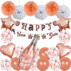 New Year Black And Gold Latex Balloon Set With Happy New Year Flag Banner Party Decorations