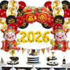 New Year Round Aluminum Foil Balloon Set With Golden Banner For Holiday Eve Party Decorations