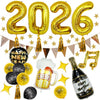 New Year Round Latex And Aluminum Foil Balloon Set In Black Gold Rose Gold And Pink For Party Decorations