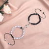 New Zircon Crown Hand-Woven Beads Magnetic Clasp Couple Bracelet Set
