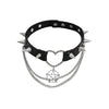 Niche Dark Style Rivet Punk Collar Leather Choker Necklace For Women Alloy Pendant Heart Pattern
