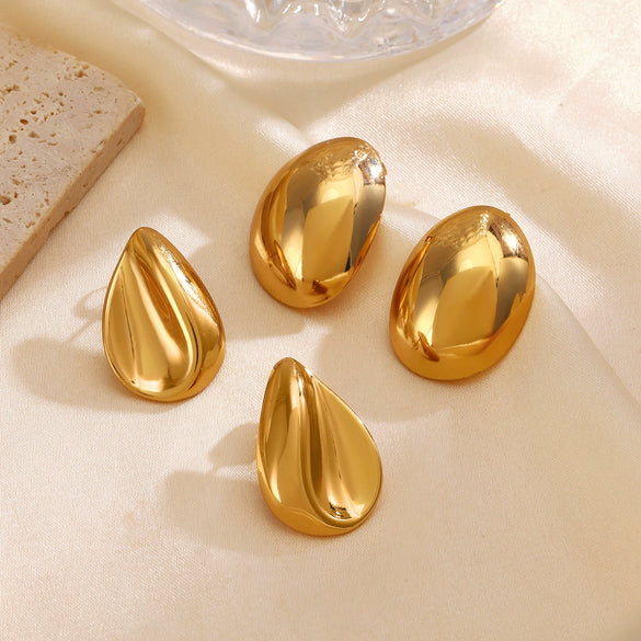 Niche Design Retro Heart Line Drop Shape Stainless Steel Electroplated Earrings For Women