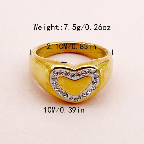 Niche Design White Love Fritillaria Stainless Steel Gold Plated Ring