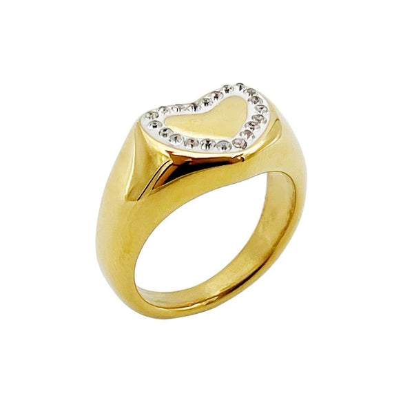 Niche Design White Love Fritillaria Stainless Steel Gold Plated Ring