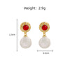 Niche Dirty Red Agate Freshwater Pearl Earrings Electroplated