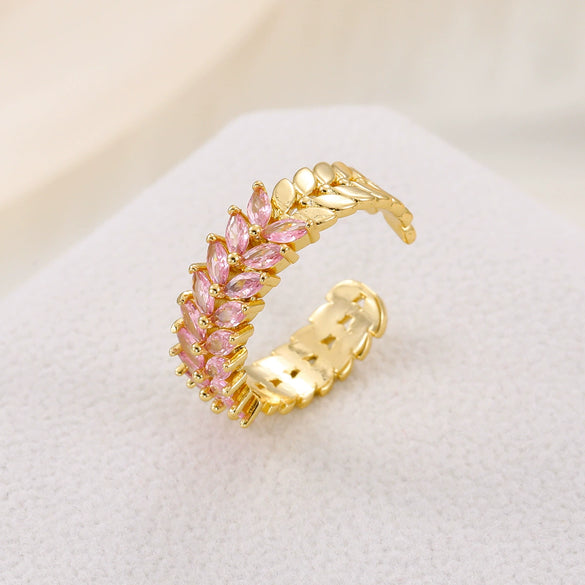 Niche Doublerow Zircon Diamond Copper Inlaid Leaf Ear Ring Unisex For Couples
