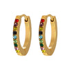 Niche Elegant Circle Geometric Stainless Steel 18K Gold Plated Zircon Inlaid Earrings For Women