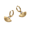 Niche Fanshaped Inlaid Zircon Titanium Steel Women's Earrings With Geometric Styling