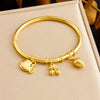Niche Fashion Gold Plated Stainless Steel Marine Wind Bamboo Bracelet With Tropical Fish Starfish Butterfly Conch Patterns