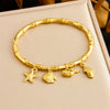 Niche Fashion Gold Plated Stainless Steel Marine Wind Bamboo Bracelet With Tropical Fish Starfish Butterfly Conch Patterns