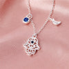 Niche Fashion Light Luxury Four Leaf Clover Devil Eye Guard Necklace Silver Plated Electroplated For Women